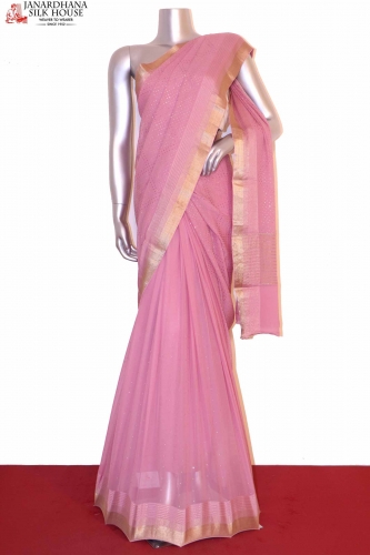 Designer Pure Silk Chiffon-Stone Work